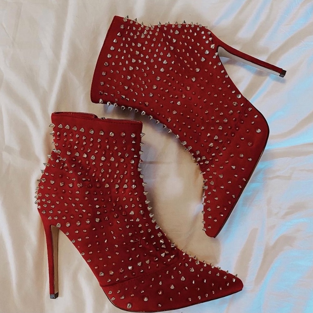 Red Studded Booties
